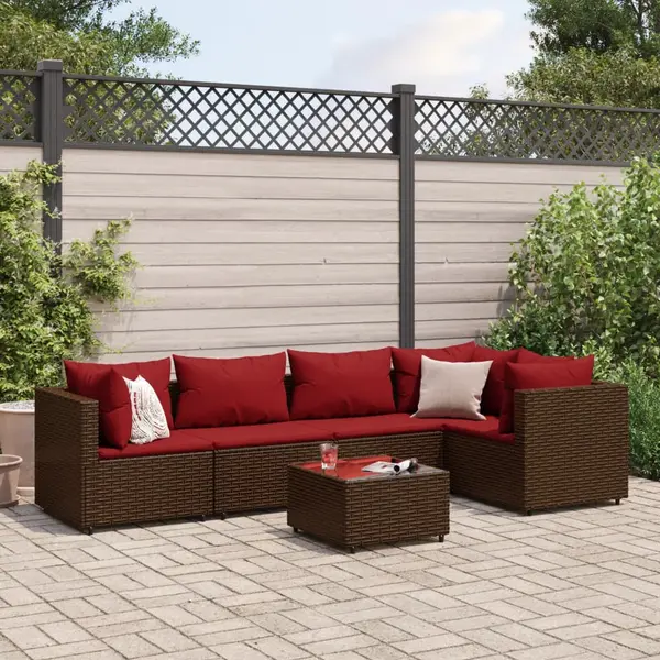 Gossi set mobilier de gradina cu perne, 6 piese, maro, poliratan
