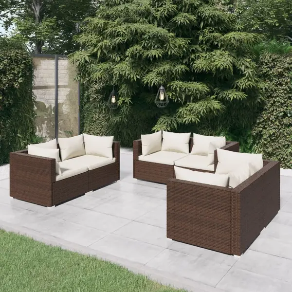 Gossi set mobilier de gradina cu perne, 6 piese, maro, poliratan