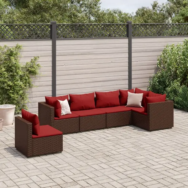 Gossi set mobilier de gradina cu perne, 6 piese, maro, poliratan