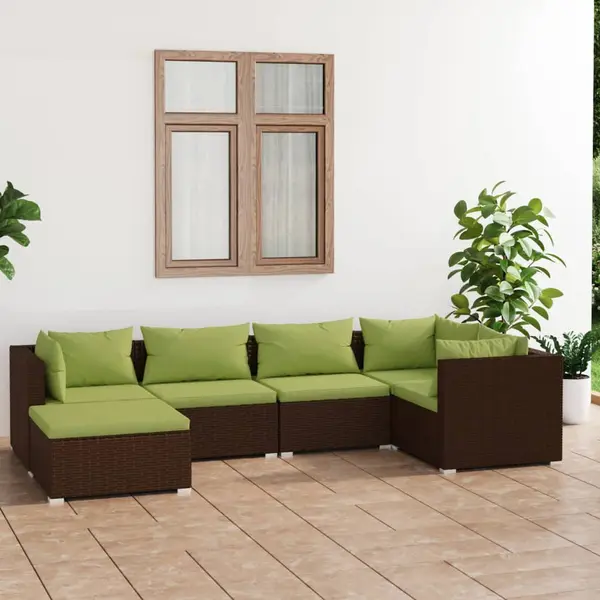 Gossi set mobilier de gradina cu perne, 6 piese, maro, poliratan