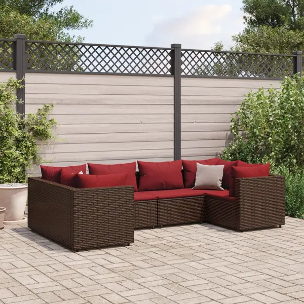 Gossi set mobilier de gradina cu perne, 6 piese, maro, poliratan