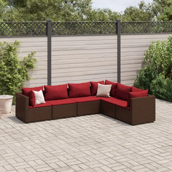 Gossi set mobilier de gradina cu perne, 6 piese, maro, poliratan