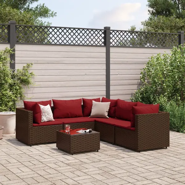 Gossi set mobilier de gradina cu perne, 6 piese, maro, poliratan