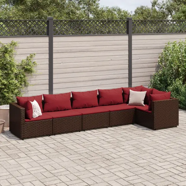 Gossi set mobilier de gradina cu perne, 6 piese, maro, poliratan