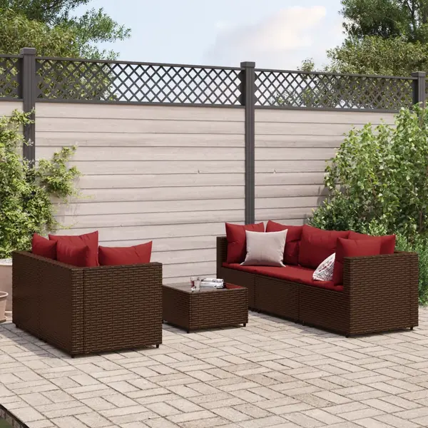 Gossi set mobilier de gradina cu perne, 6 piese, maro, poliratan