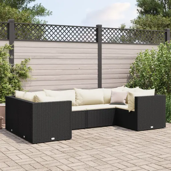 Gossi set mobilier de gradina cu perne, 6 piese, negru, poliratan