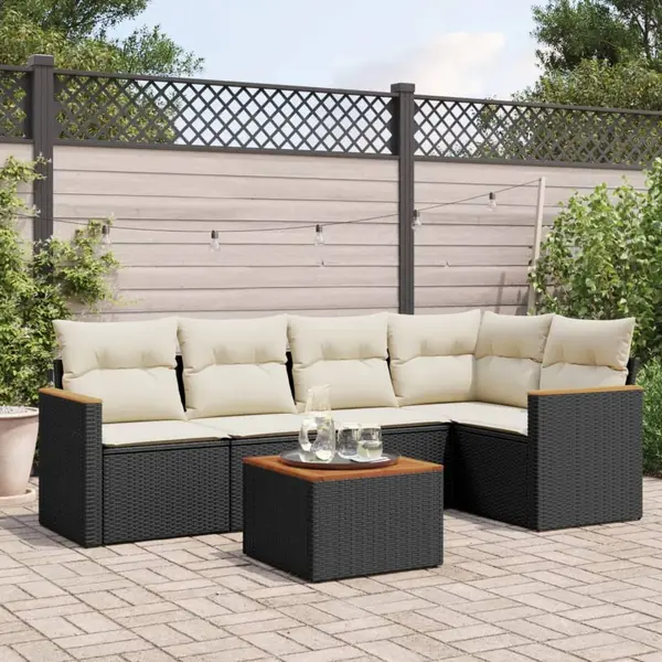 Gossi set mobilier de gradina cu perne, 6 piese, negru, poliratan