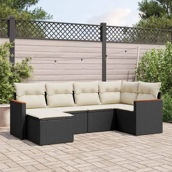 Gossi set mobilier de gradina cu perne, 6 piese, negru, poliratan