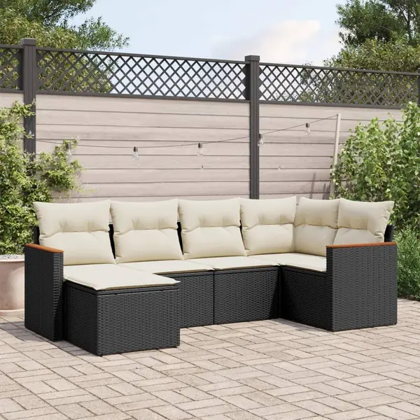 Gossi set mobilier de gradina cu perne, 6 piese, negru, poliratan