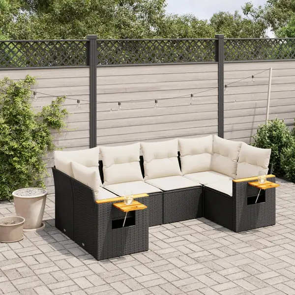 Gossi set mobilier de gradina cu perne, 6 piese, negru, poliratan