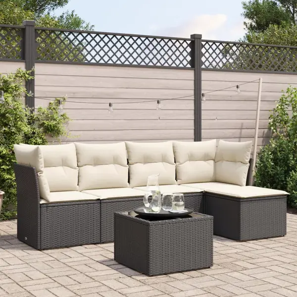 Gossi set mobilier de gradina cu perne, 6 piese, negru, poliratan