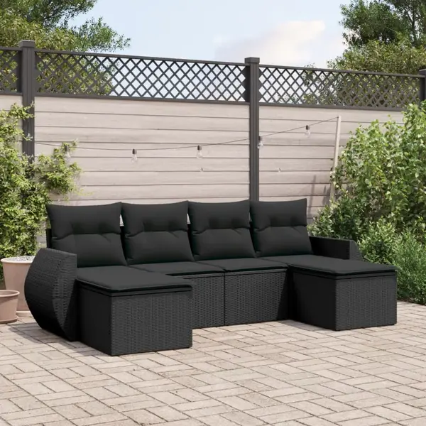 Gossi set mobilier de gradina cu perne, 6 piese, negru, poliratan
