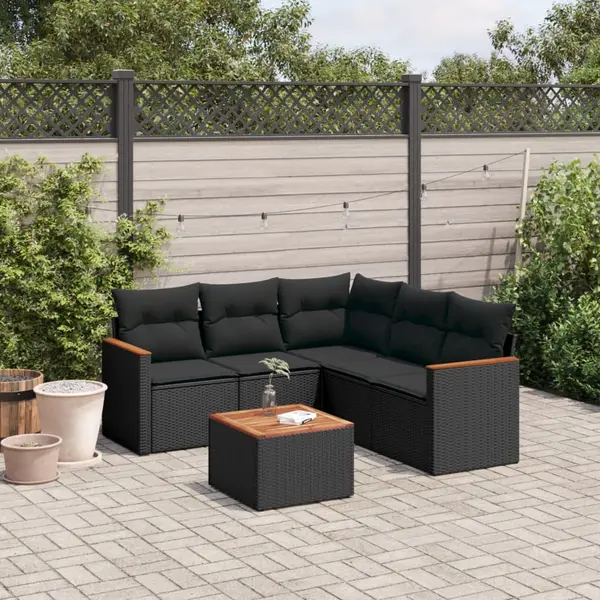 Gossi set mobilier de gradina cu perne, 6 piese, negru, poliratan