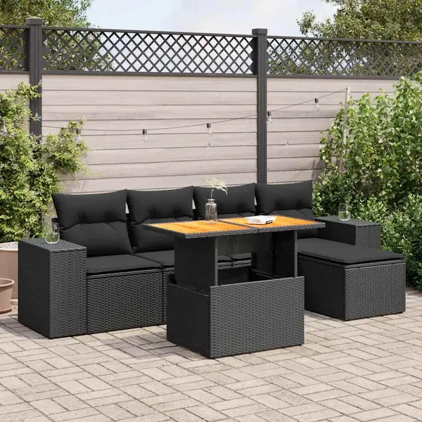 Gossi set mobilier de gradina cu perne, 6 piese, negru, poliratan
