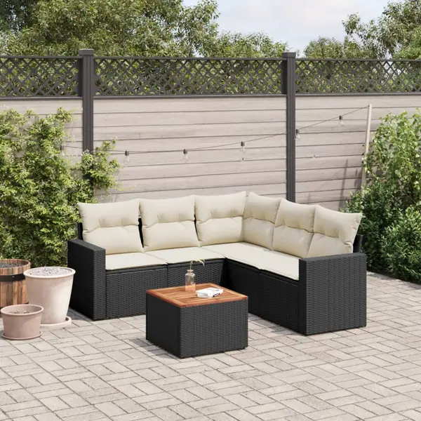 Gossi set mobilier de gradina cu perne, 6 piese, negru, poliratan