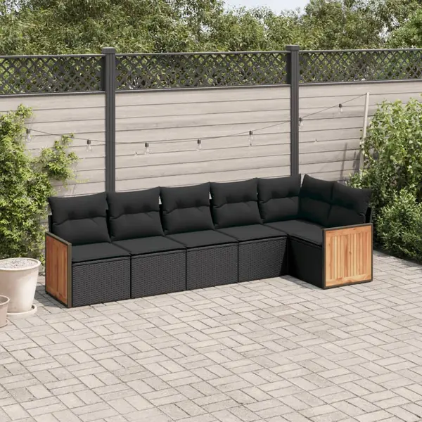 Gossi set mobilier de gradina cu perne, 6 piese, negru, poliratan