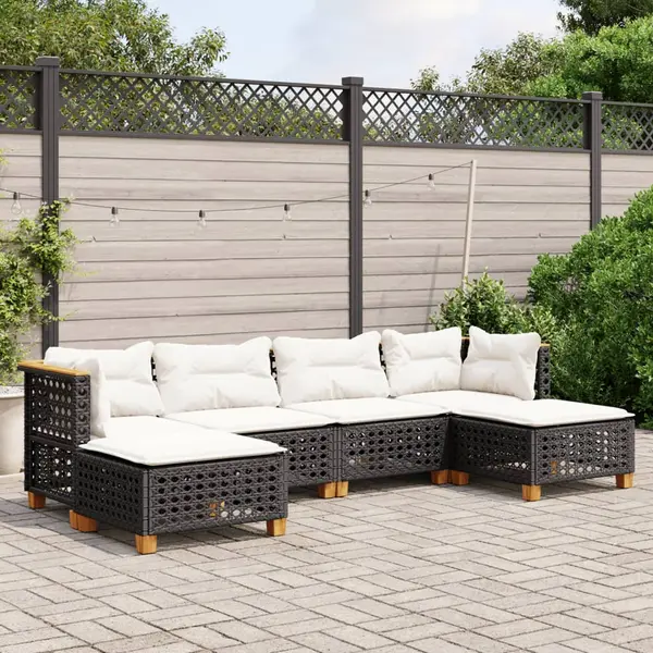Gossi set mobilier de gradina cu perne, 6 piese, negru, poliratan
