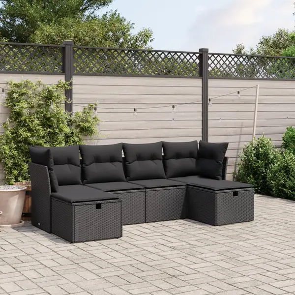 Gossi set mobilier de gradina cu perne, 6 piese, negru, poliratan