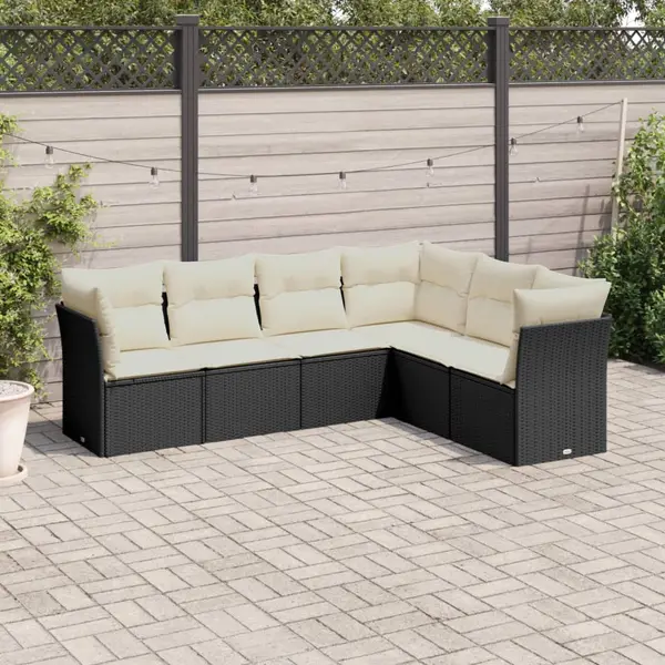 Gossi set mobilier de gradina cu perne, 6 piese, negru, poliratan