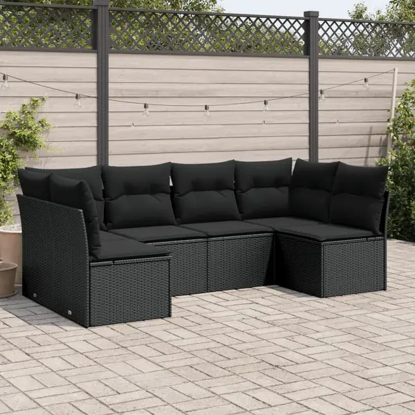 Gossi set mobilier de gradina cu perne, 6 piese, negru, poliratan
