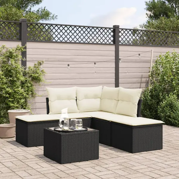Gossi set mobilier de gradina cu perne, 6 piese, negru, poliratan