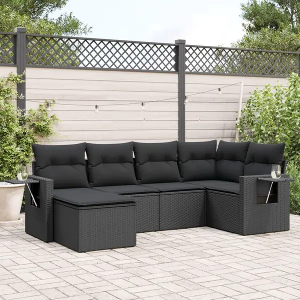 Gossi set mobilier de gradina cu perne, 6 piese, negru, poliratan