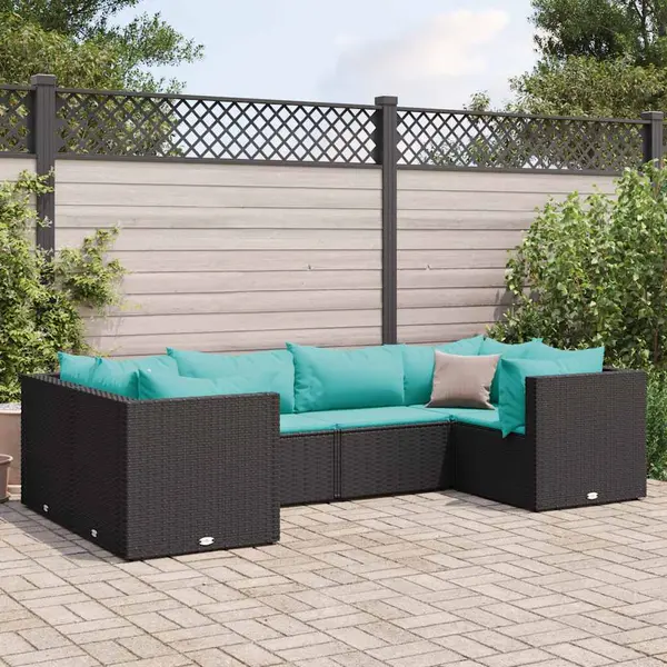 Gossi set mobilier de gradina cu perne, 6 piese, negru, poliratan