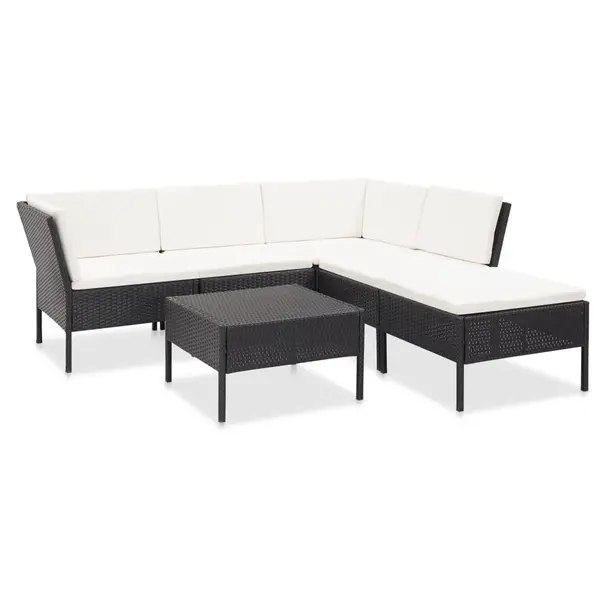 Gossi set mobilier de gradina cu perne, 6 piese, negru, poliratan