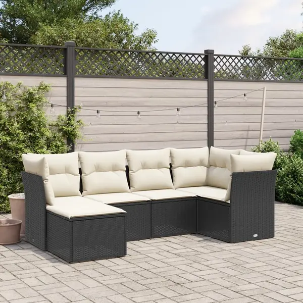 Gossi set mobilier de gradina cu perne, 6 piese, negru, poliratan
