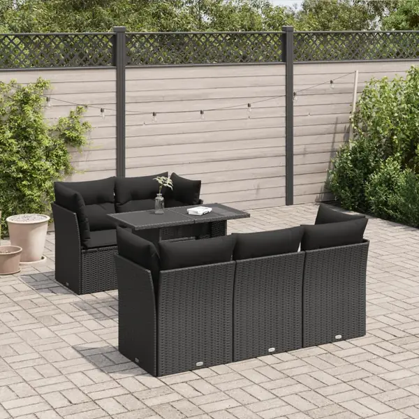 Gossi set mobilier de gradina cu perne, 6 piese, negru, poliratan