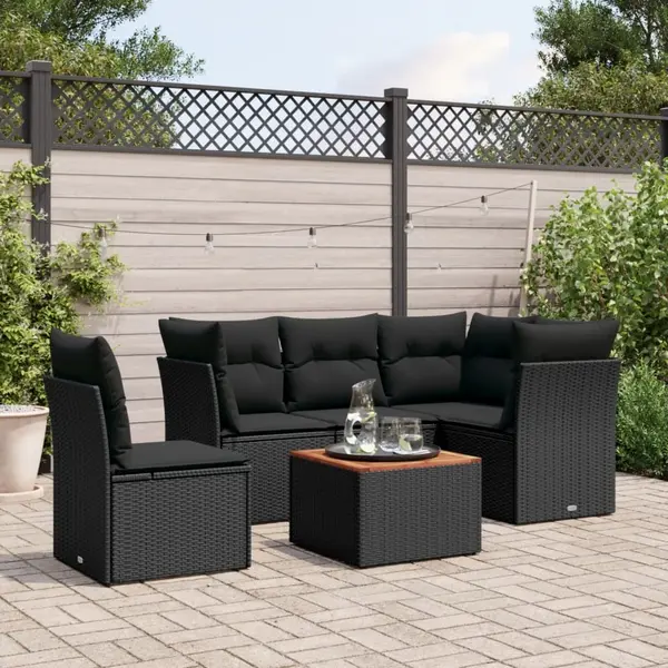 Gossi set mobilier de gradina cu perne, 6 piese, negru, poliratan