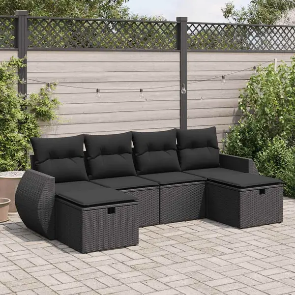Gossi set mobilier de gradina cu perne, 6 piese, negru, poliratan