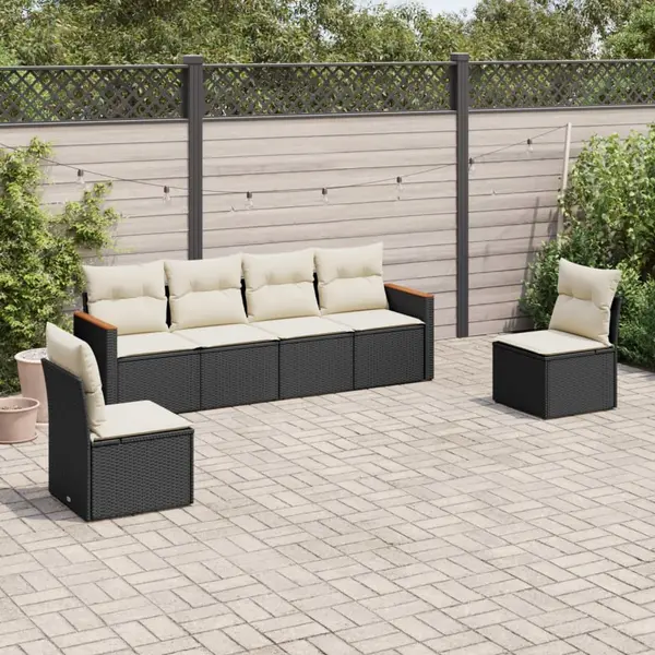 Gossi set mobilier de gradina cu perne, 6 piese, negru, poliratan