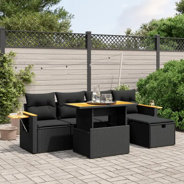 Gossi set mobilier de gradina cu perne, 6 piese, negru, poliratan