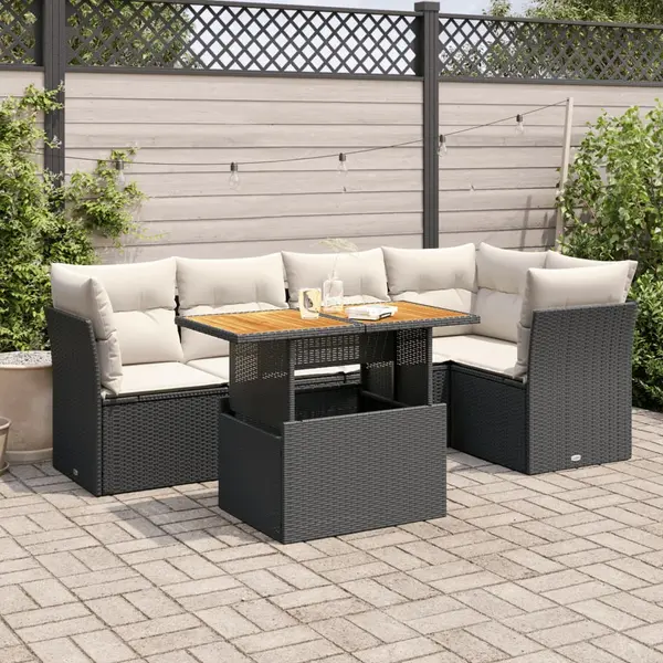 Gossi set mobilier de gradina cu perne, 6 piese, negru, poliratan