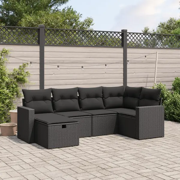 Gossi set mobilier de gradina cu perne, 6 piese, negru, poliratan