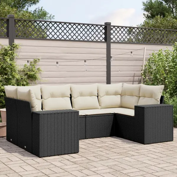 Gossi set mobilier de gradina cu perne, 6 piese, negru, poliratan