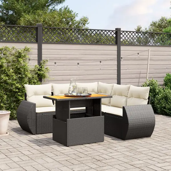 Gossi set mobilier de gradina cu perne, 6 piese, negru, poliratan
