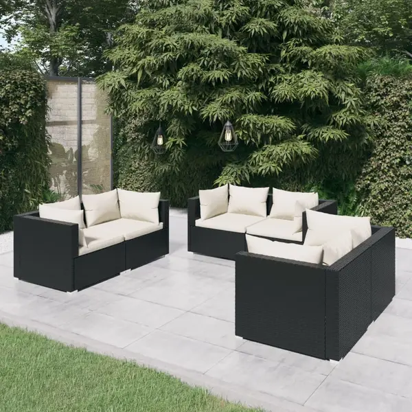 Gossi set mobilier de gradina cu perne, 6 piese, negru, poliratan