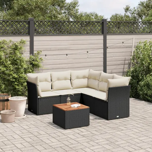 Gossi set mobilier de gradina cu perne, 6 piese, negru, poliratan