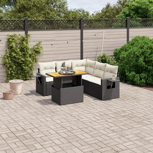Gossi set mobilier de gradina cu perne, 6 piese, negru, poliratan