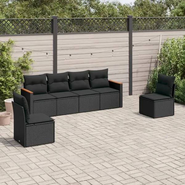 Gossi set mobilier de gradina cu perne, 6 piese, negru, poliratan