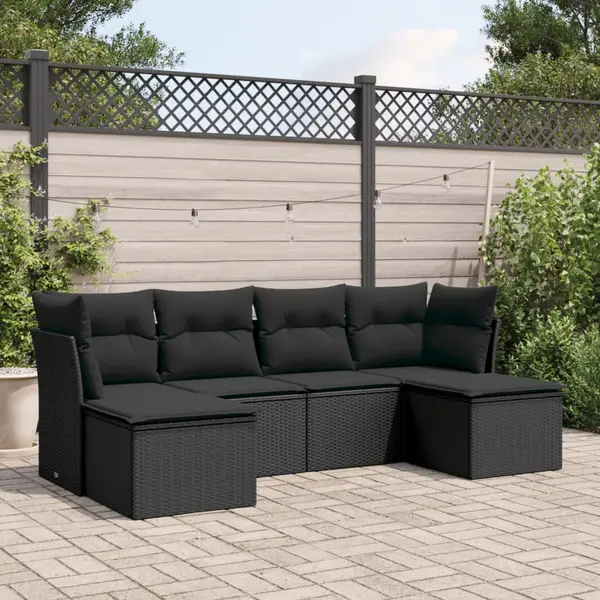 Gossi set mobilier de gradina cu perne, 6 piese, negru, poliratan