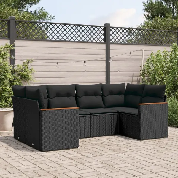 Gossi set mobilier de gradina cu perne, 6 piese, negru, poliratan