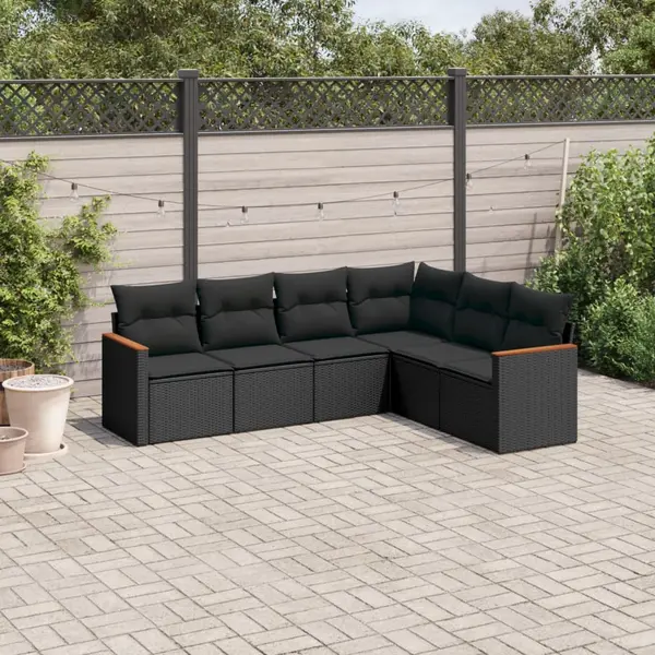 Gossi set mobilier de gradina cu perne, 6 piese, negru, poliratan