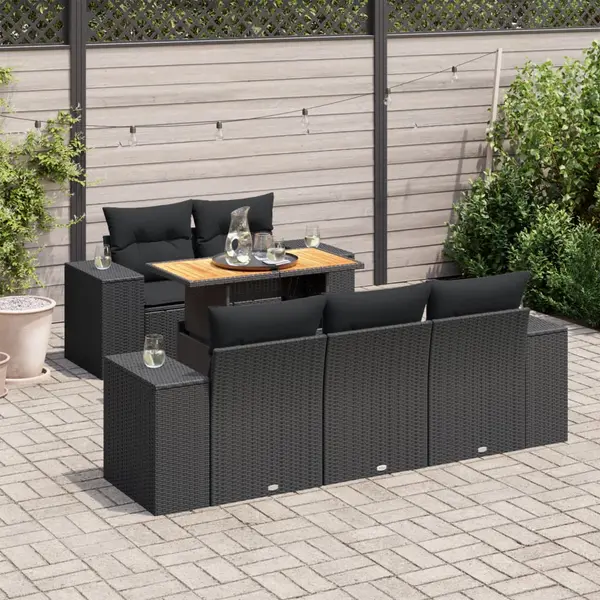 Gossi set mobilier de gradina cu perne, 6 piese, negru, poliratan