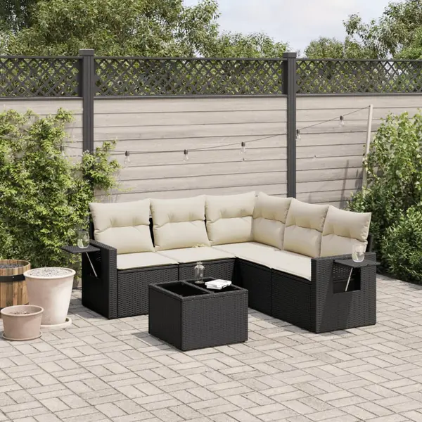 Gossi set mobilier de gradina cu perne, 6 piese, negru, poliratan