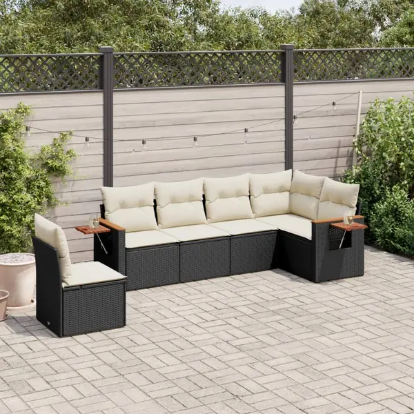 Gossi set mobilier de gradina cu perne, 6 piese, negru, poliratan