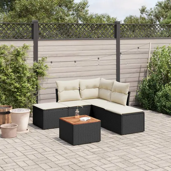 Gossi set mobilier de gradina cu perne, 6 piese, negru, poliratan