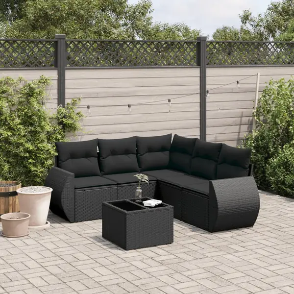 Gossi set mobilier de gradina cu perne, 6 piese, negru, poliratan